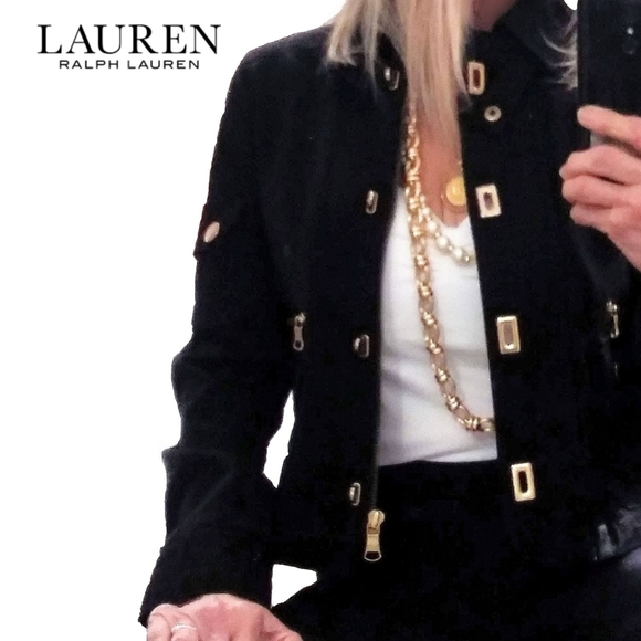 Lauren Ralph Lauren Jackets & Blazers - LAUREN RALPH LAUREN PETITE BLACK & GOLD CROP JCKT